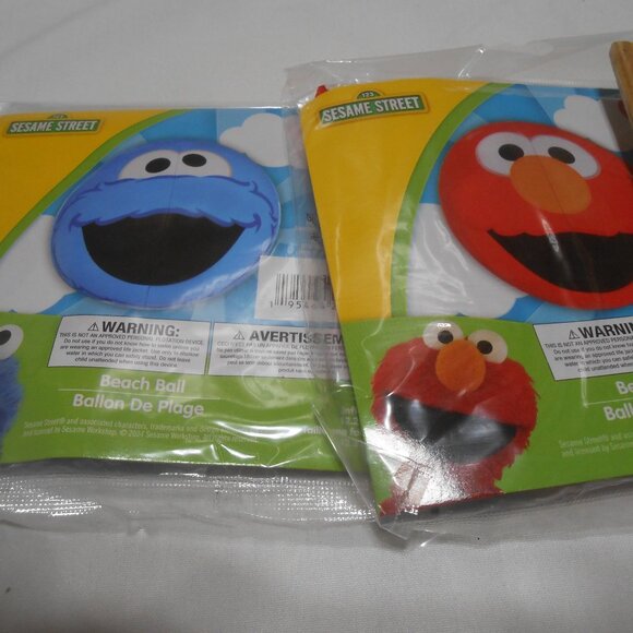 lot 2 new Sesame Street Inflatable Beach Balls 12.2" Elmo & Cookie Monster pool - Picture 1 of 8